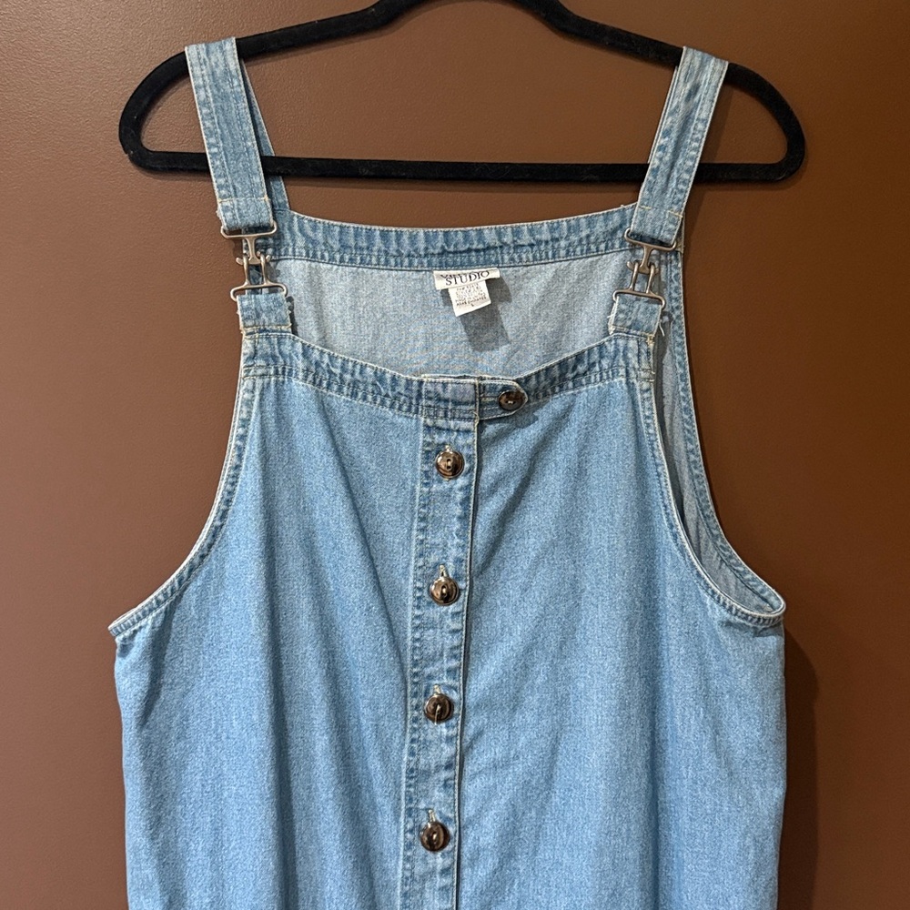 Vintage Studio Denim Overall Style Midi Dress - Picture 2 of 5
